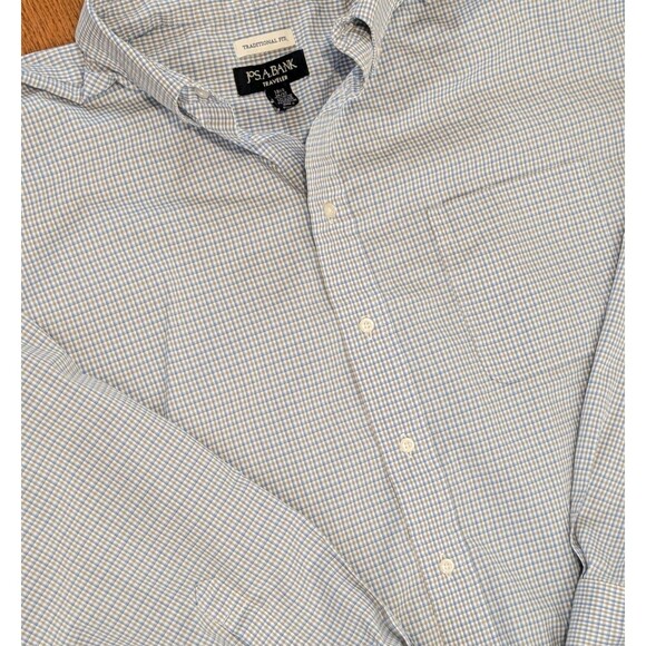 Jos. A. Bank Size 18.5 36/37 Blue Plaid Traditional Fit Button Front Shirt t5-4 - Picture 1 of 8